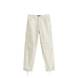 ZARA TEXTURED CARGO TROUSERS STONE SIZE 31 | 5862/405